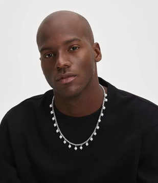 Colar Em Metal Com Pingentes De Pérolas Artificiais Prata