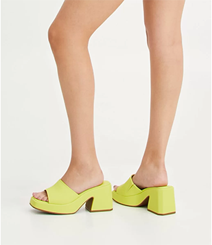 Sandália Mule Plataforma Com Bico Quadrado Verde