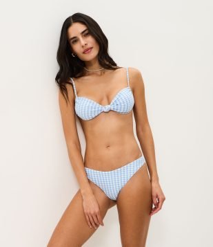 Biquíni Calcinha Asa Delta com Estampa Xadrez Azul