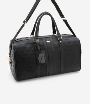 Bolsa Mala Grande com Textura Embossed e Alça de Gorgorão Preto