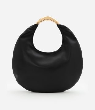 Bolsa Pequena em PU com Alça de Mão em Metal Preto