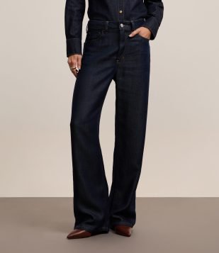 Calça Reta em Jeans Raw com Cintura Alta Azul