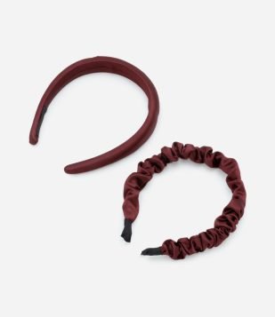 Kit 02 Tiaras Puffer e Franzida Bordô