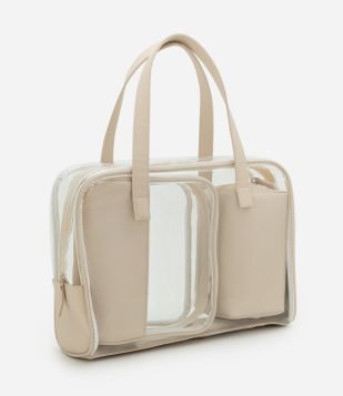 Kit 03 Nécessaire com Transparência Off White