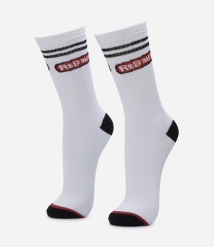 Meia Cano Alto Em Algodão Com Estampa Do Logo Rebelde Branco