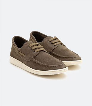 Mocassim Sider Em Camurça Com Cadarço Verde