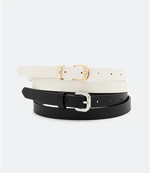 Kit 02 Cintos Finos Com Fivela Metálicas Multicores