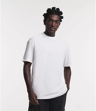 Camiseta Relaxed Em Meia Malha Com Gola Média E Friso Contrastante Branco Neve