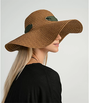 Chapéu De Praia Texturizado Com Aba Larga E Fita Contrastante Marrom