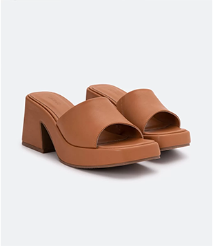 Sandália Mule Plataforma Com Bico Quadrado AMARELO