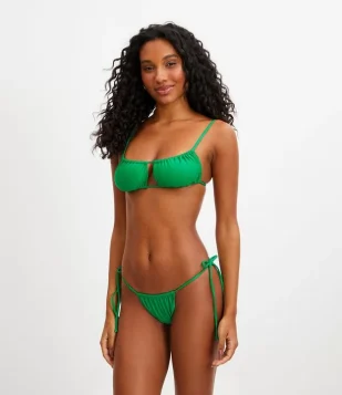 Biquíni Top Em Microfibra Com Franzido E Amarração Verde