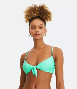 Biquíni Top Triângulo Com Amarração Frontal Azul