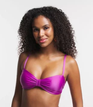 Biquíni Top Bandeau Em Microfibra Com Design De Laço Lilás
