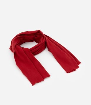 Cachecol Maquinetado com Felpas na Barra Vermelho