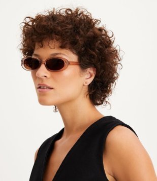 Óculos De Sol Redondo Pequeno Com Efeito Transparente Bege Rosado