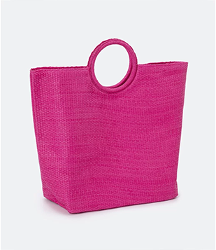 Bolsa De Praia Grande Em Fibra De Papel Trançada Rosa