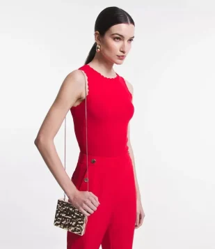 Blusa Regata em Tricô com Ondinhas Vermelho