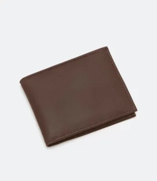 Carteira Dobrável em Couro com Logo Interno Marrom