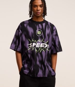 Camiseta Oversized em Algodão com Estampa Tribal