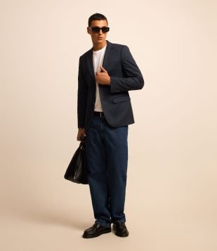 Paletó Super Slim Performance com Bolsos Azul Escuro