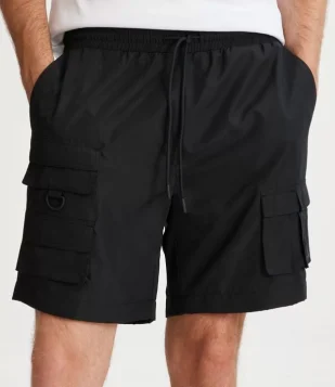 Bermuda Cargo em Rip Stop com Bolsos Táticos Preto