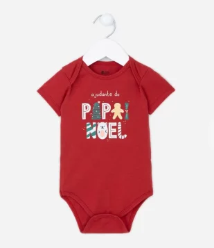 Body Infantil Com Estampa De Natal - Tam 0 A 18 Meses Vermelho