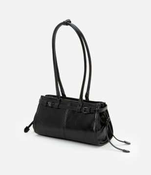 Bolsa Mini Satchel com Detalhe Cintado Preto