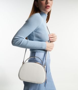 Bolsa Transversal Câmera Bag Arredondada e Duas Aberturas Branco