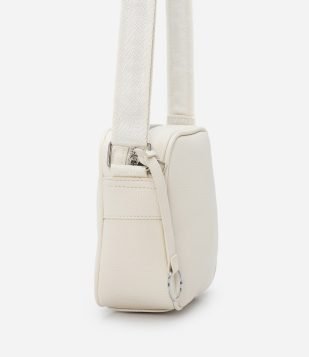 Bolsa em PU com Fechamento de Zíper Off White