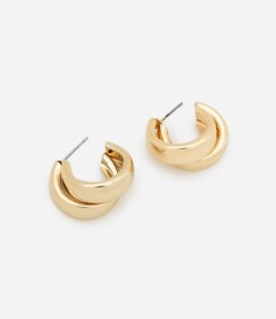 Brinco Argola Média Dupla Dourado