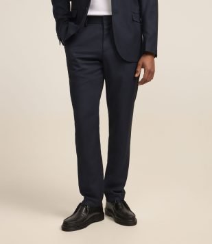 Calça Social Slim em Poliviscose com Bolsos Azul Escuro