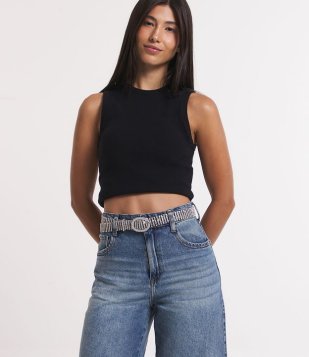 Cinto Em Metal Com Strass E Fivela Oval Prata