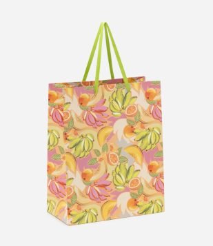 Embalagem de Presente Média com Estampa de Frutas Multicores