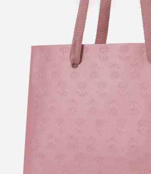 Embalagem de Presente Pequena com Alça Texturizada Rosa