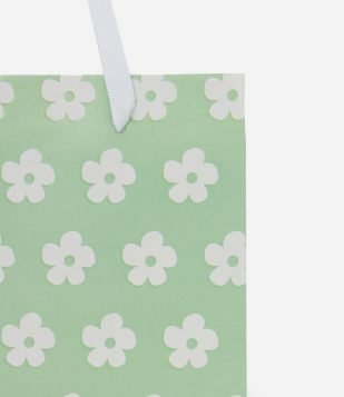 Embalagem de Presente Pequena com Estampa de Flores Verde