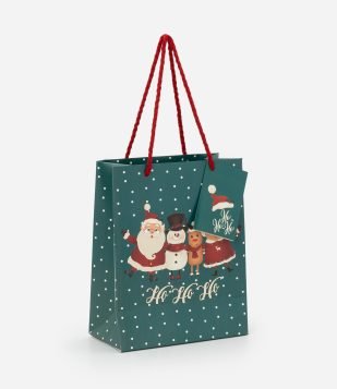 Embalagem de Presente Pequena com Estampa de Natal Verde