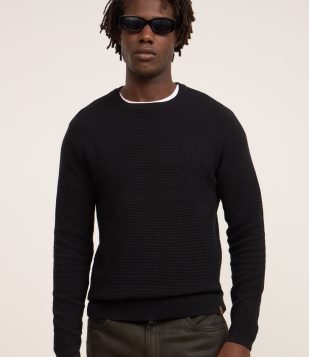 Suéter Comfort em Tricô com Texturizado Preto