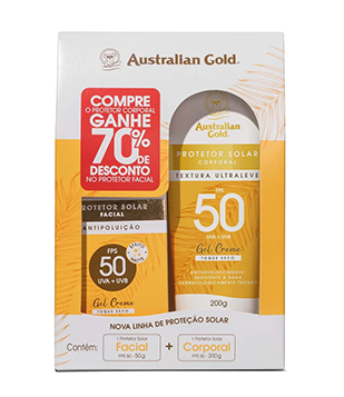 Promopack Protetor Solar Corporal + Protetor Solar Facial FPS 50 Australian Gold KIT
