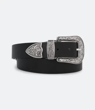 Cinto Western Com Duas Fivelas Preto