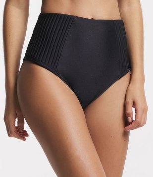 Biquíni Calcinha Hot Pants Em Poliamida Amarrações E Detalhe Trançado No Cós Preto