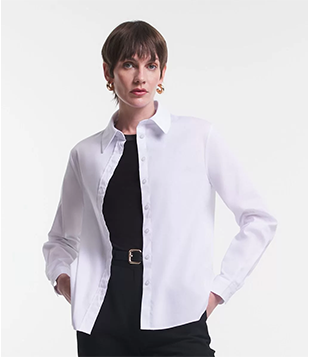 Camisa Alongada Em Tricoline Branco Neve