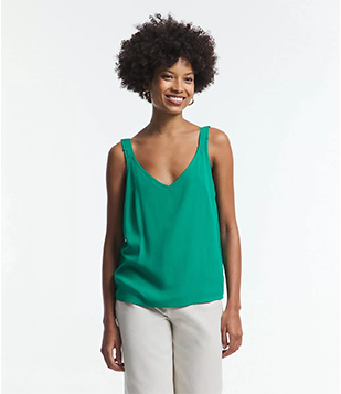 Blusa Sem Mangas Em Viscose Com Alça Larga E Fina Verde