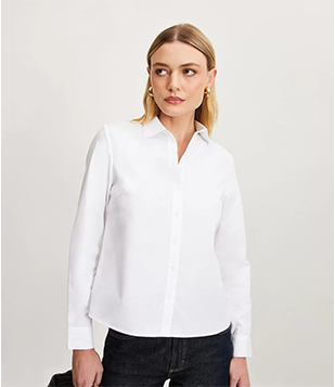 Camisa Manga Longa Em Tricoline Branco