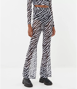 Calça Bailarina Em Tule Com Estampa Animal Print Zebra Preto