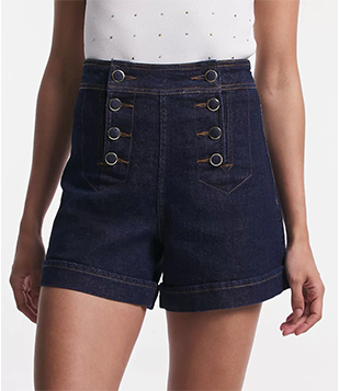 Short Cintura Alta Em Jeans Com Abotoamento Diferenciado Azul