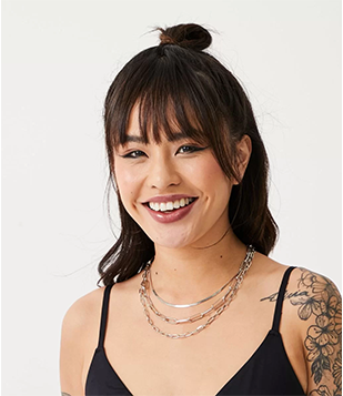 Colar Camadas Em Metal Com Correntes Variadas Cinza