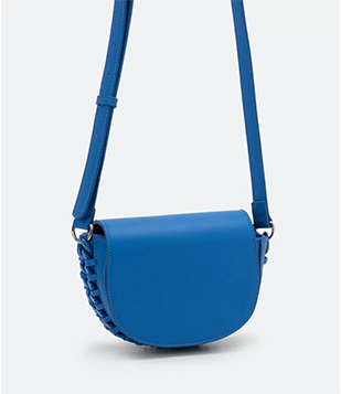 Bolsa Pequena Com Botão De Pressão E Detalhe Trançado Azul