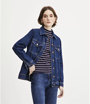 Jaqueta Alongada Jeans Com Bolsos Frontais Azul