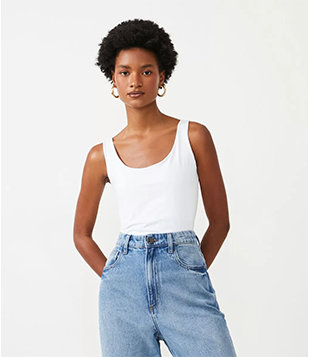 Blusa Regata Em Poliamida Com Decote U Branco