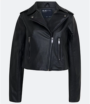 Jaqueta Biker Em Pu Com Bolsos Com Zíper Preto